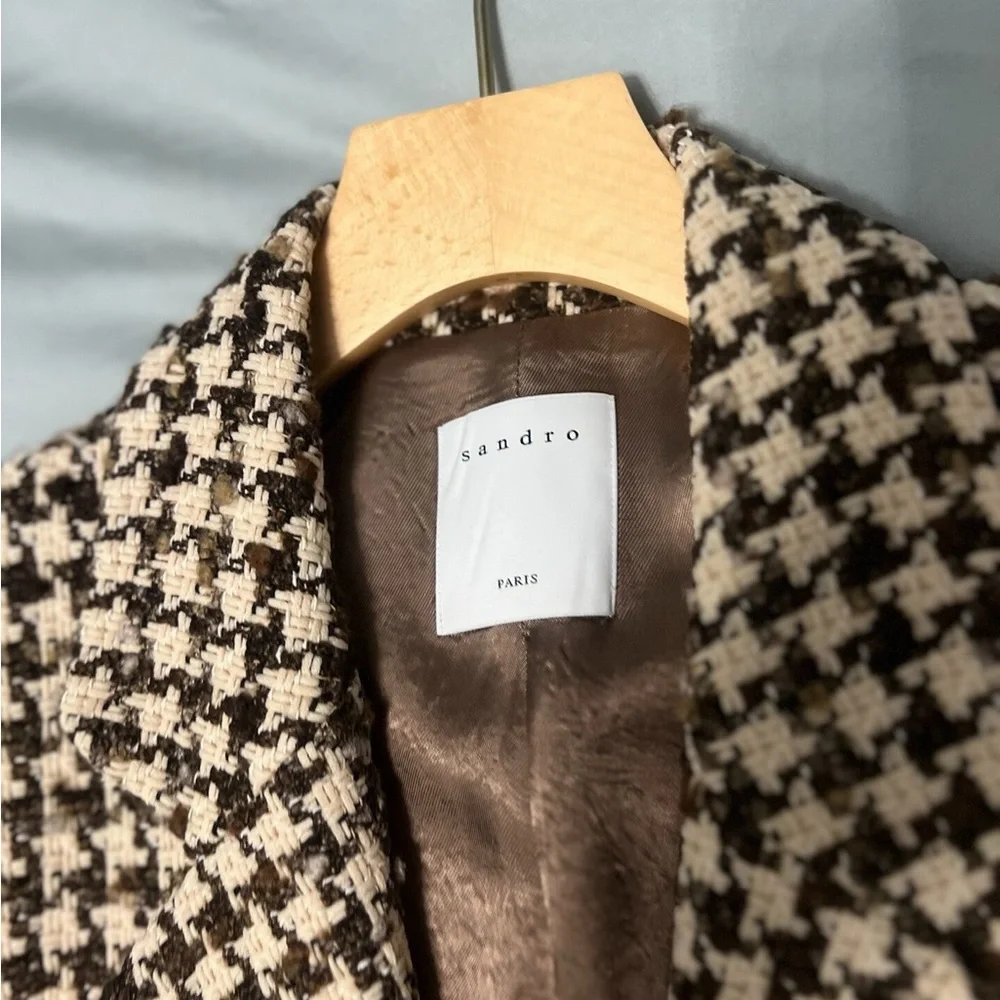 Sandro Women's wool Houndstooth Blazer Coat set - Picture 7 of 9